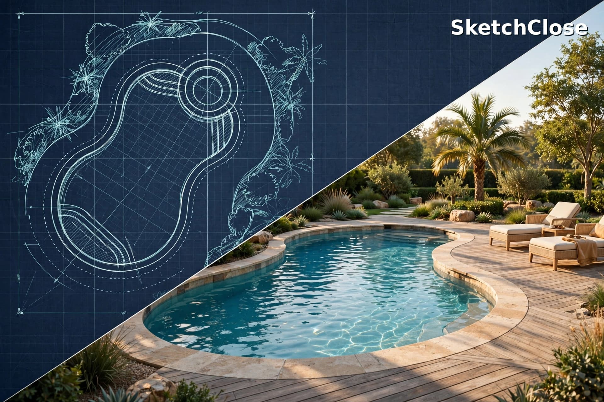 SketchClose: from 2D blueprint to photorealistic 3D pool render in minutes